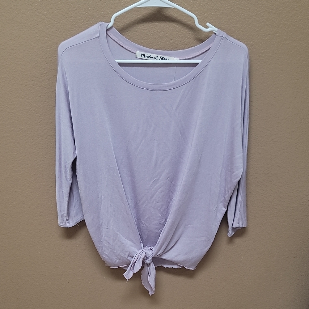 Michael Stars Lavendar Tie-Front 3/4 Sleeve Tee 💜